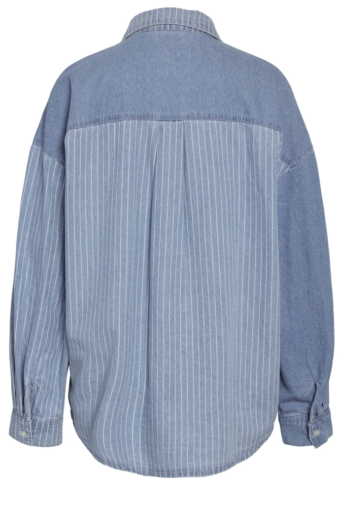 NMKATRI L/S OVERSIZE STR SHRT BS006 27033693 Light Blue Denim